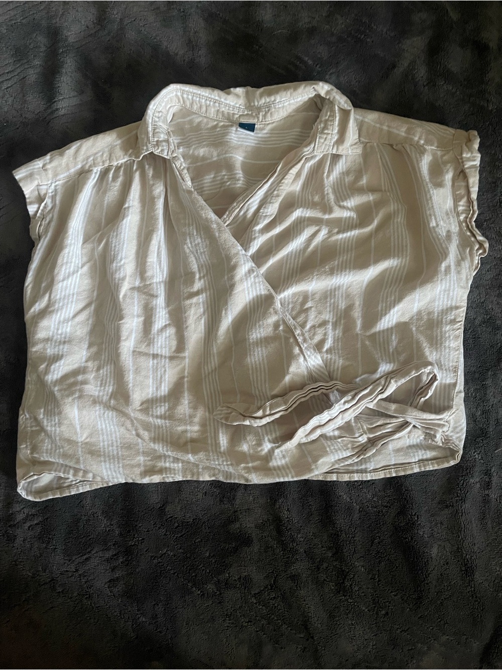 Old Navy Cream Striped Wrap-Style Women's Blouse